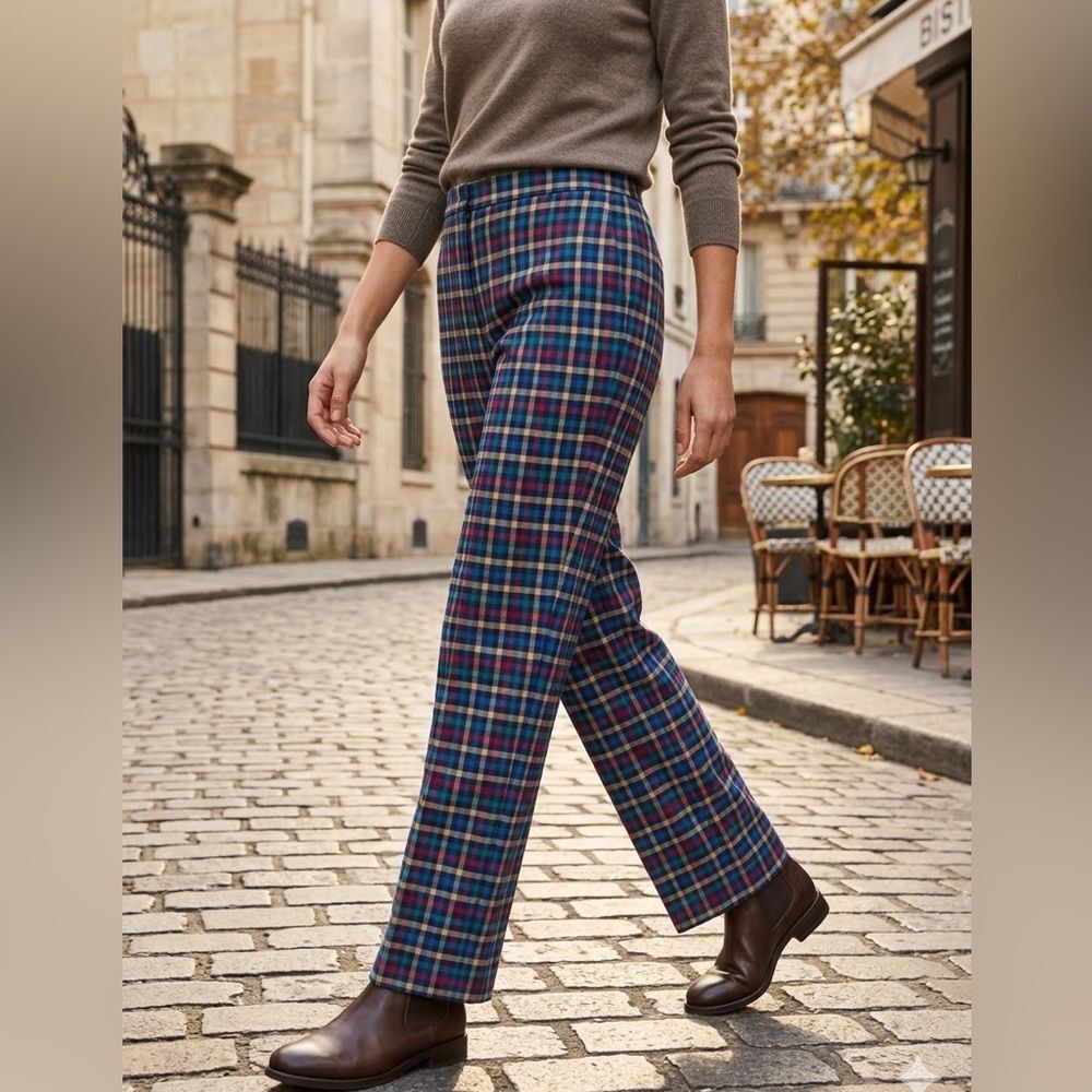 Take 50% OFF- Haymaker Women’s Plaid Blue & Green Cotton Pants, Size-20